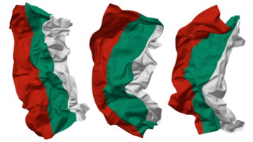 bulgarien flagga vågor isolerat i annorlunda stilar med stöta textur, 3d tolkning png