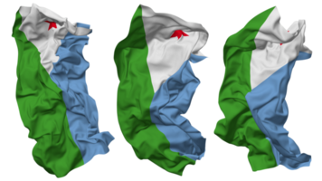 djibouti flagga vågor isolerat i annorlunda stilar med stöta textur, 3d tolkning png