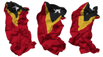 Osten Timor Flagge Wellen isoliert im anders Stile mit stoßen Textur, 3d Rendern png