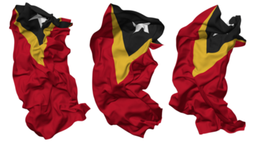 oosten- Timor vlag golven geïsoleerd in verschillend stijlen met buil textuur, 3d renderen png