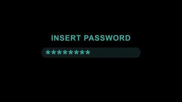 insert password on the password bar ON a black background. video