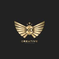 KO Letter Initial with Royal Luxury Logo Template vector