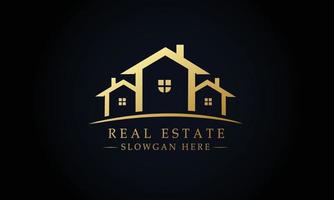 Black Gold Real Estate Logo. Construction Architecture Building Logo Design Template Element vector