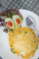 yellow omlette serves with vegetable photo