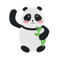 Illustration of an animal panda with bamboo. Panda with bamboo in the paw vector