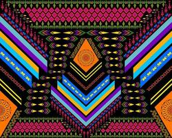 Ethnic folk geometric seamless pattern in colorful purple, violet and yellow tone in vector illustration design for fabric, mat, carpet, scarf, wrapping paper, tile and more