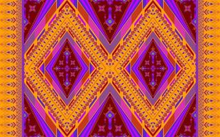 Ethnic folk geometric seamless pattern in purple, red and yellow tone in vector illustration design for fabric, mat, carpet, scarf, wrapping paper, tile and more