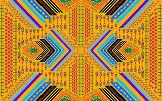 Ethnic folk geometric seamless pattern in yellow tone in vector illustration design for fabric, mat, carpet, scarf, wrapping paper, tile and more