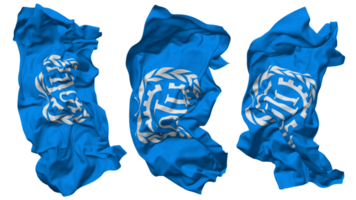 International Labour Organization, ILO Flag Waves Isolated in Different Styles with Bump Texture, 3D Rendering png