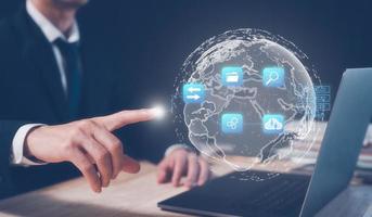 Digital transformation technology strategy, IoT, internet of things. transformation of ideas and the adoption of technology in business in the digital age, enhancing global business capabilities. Ai photo