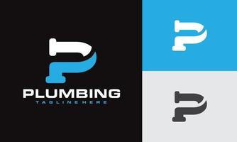 letter P plumbing logo vector