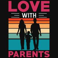 amor con padres añadas camiseta diseño vector