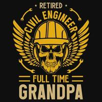 Retired civil engineer full time grandpa graphics tshirt design vector