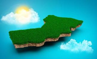 Oman Map Soil Land Geology Cross Section With Green Grass And Rock Ground Texture, 3d illustration photo