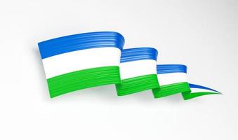 3d Flag Of Sierra Leone, 3d Shiny Waving Flag Ribbon Isolated On White Background, 3d illustration photo