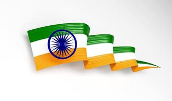 3d Flag Of India, 3d Wavy Shiny Indian Ribbon Flag Isolated On White Background, 3d illustration photo