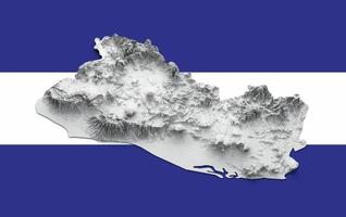 El Salvador Map Flag Shaded relief Color Height map 3d illustration photo