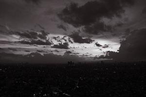 monochrome view city of surabaya from top of building photo