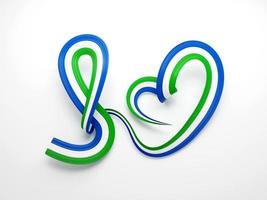 Sierra Leone flag heart-shaped wavy ribbon. 3d illustration photo