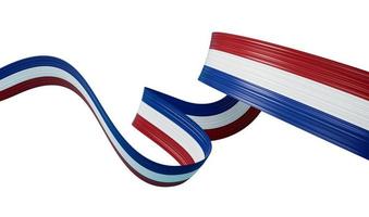 3d Flag Of Netherlands 3d Wavy Shiny Netherlands Ribbon Isolated On White Background 3d illustration photo