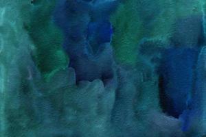 Deep Green-Blue hand-drawn watercolor background photo