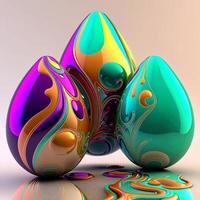Holiday Easter eggs background Colorful Festive Easter Abstractly Decorated Eggs. AI Generated photo