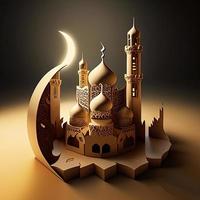 Muslim Islamic mosque . Background with a Mosque in honor of the celebration of Ramadan Kareem. AI Generated photo