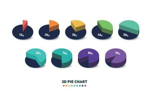 3d pie chart percentage .Infographic isometric puzzle circular template.report, business analytics, data vector