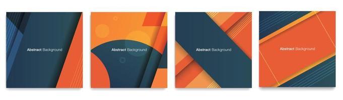 Orange and blue abstract geometric background set. Business  layout template or corporate banner. vector