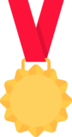 oro medalla con rojo cinta en plano estilo png