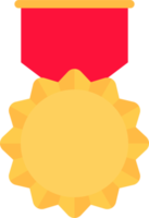 guld medalj med röd band i platt stil png