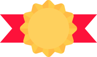 Gold medal with red ribbon in flat style png