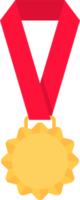 guld medalj med röd band i platt stil png