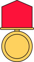 Gold medal with red ribbon in flat style png