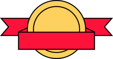 or médaille avec rouge ruban dans plat style png