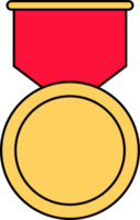 goud medaille met rood lint in vlak stijl png