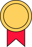 Gold medal with red ribbon in flat style png