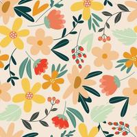 Seamless vector pattern with  flowers in flat style .