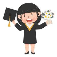 little kid girl graduate from school vector