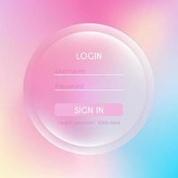 Glassmorphism vector concept. Glass effect login page. Mobile app login and signup UI concept. vector