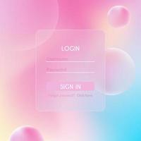 Glassmorphism vector concept. Glass effect login page. Mobile app login and signup UI concept. vector