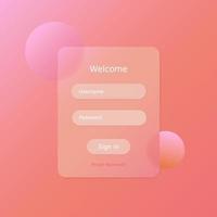 Glassmorphism vector concept. Glass effect login page. Mobile app login and signup UI concept. vector