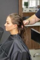 Woman with wet long hair photo