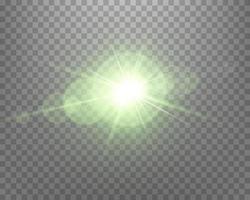 verde luz de sol lente llamarada, Dom destello con rayos y destacar. vector
