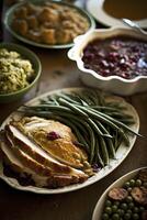 table prepared for thanksgiving day. photo