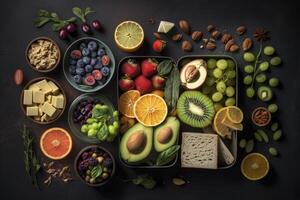 el selección de sano y limpiar alimentos generativo ai foto