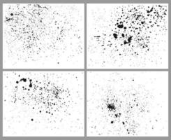 Ink splatter background. Black liquid paint speckles, splashes, stains. Abstract spray paints spatter, grunge ink blots texture vector set