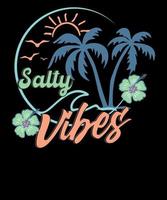 Retro Salty Vibes Summer Vibes Beach T-shirt Design vector