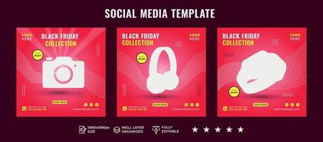 Social media post template for Black Friday, Editable Square Banner Design, web banner ads, space for photo vector illustration and Web Banner Ads vector