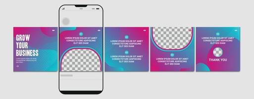 Set Of Carousel Post Template, Editable Carousel Post, Social Media Carousel Post For Business. vector